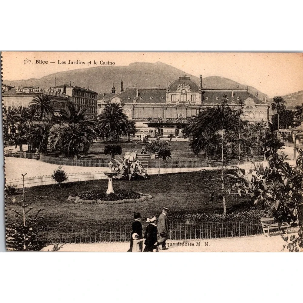 Vintage Nice Les Jardins et le Casino French Postcard‎ by A. Thiriat